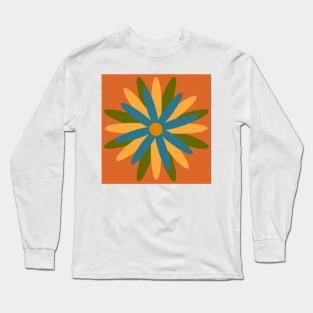 Orange, yellow, blue, green, simple, scandi flower Long Sleeve T-Shirt